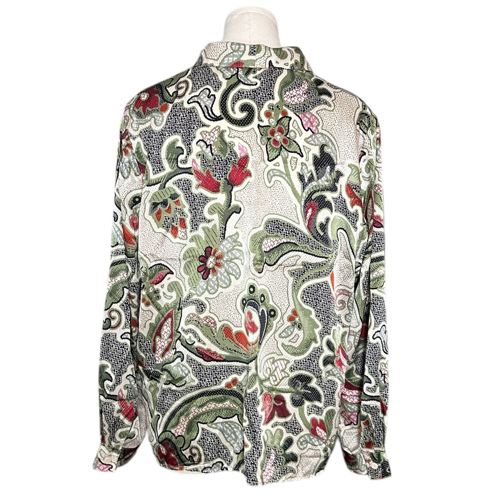90s Vintage Alfred Dunner silky elegant top‎ retro y2k cottagecore size 16 (A25) - Picture 2 of 8
